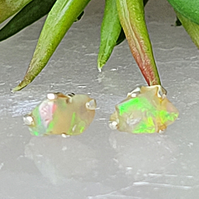 Ethiopian Opal Freeform sterling silver Stud Earrings