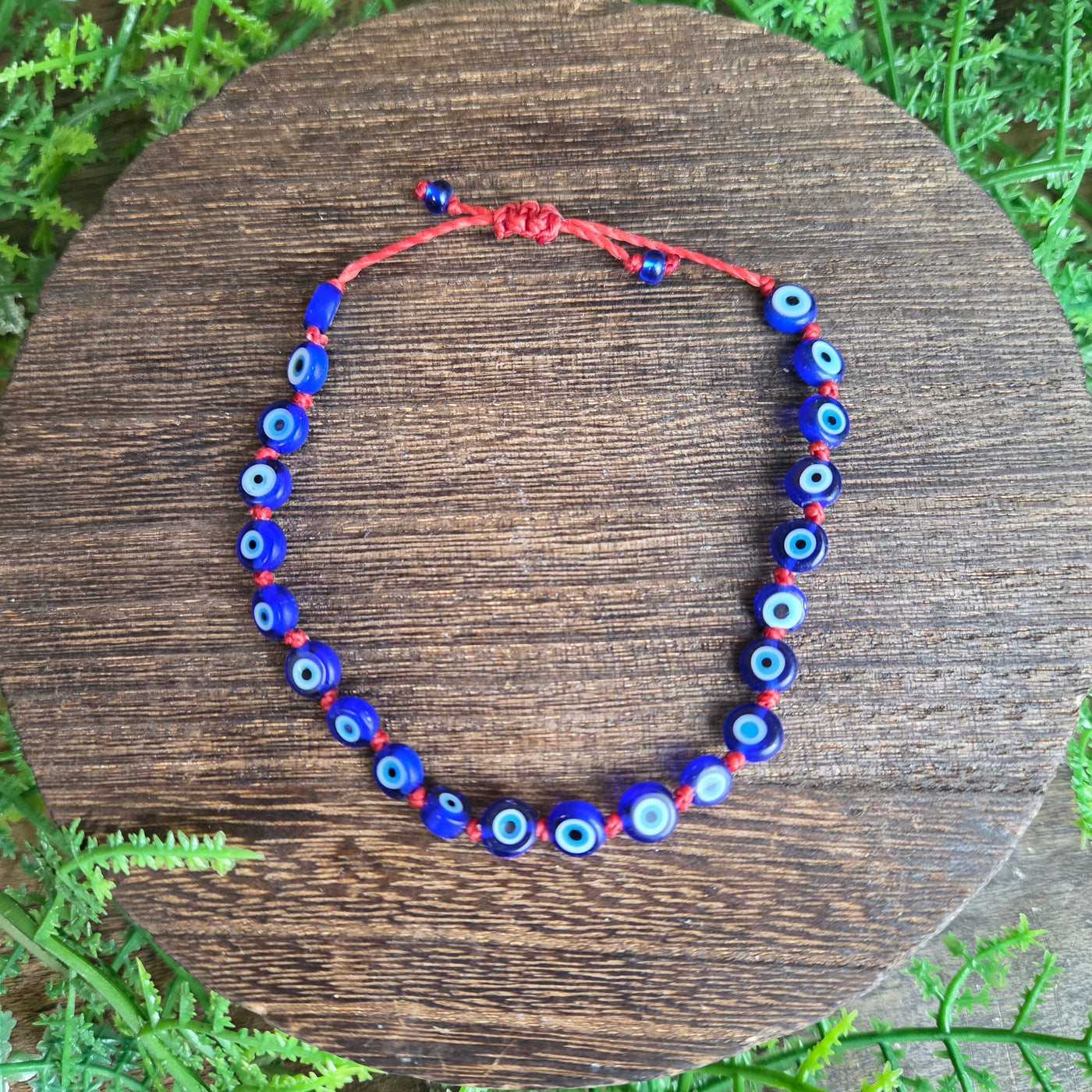 Evil Eye Adjustable Glass Bead Bracelet - Artisan Made