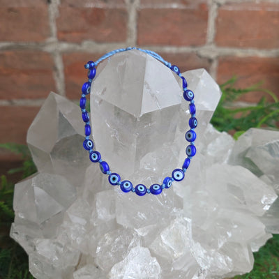 Evil Eye Adjustable Glass Bead Bracelet - Artisan Made
