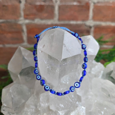 Evil Eye Adjustable Glass Bead Bracelet - Artisan Made