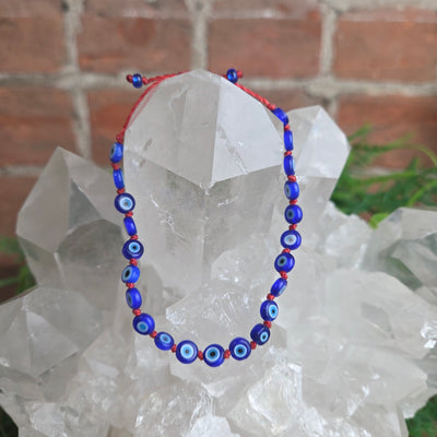 Evil Eye Adjustable Glass Bead Bracelet - Artisan Made