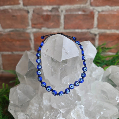 Evil Eye Adjustable Glass Bead Bracelet - Artisan Made