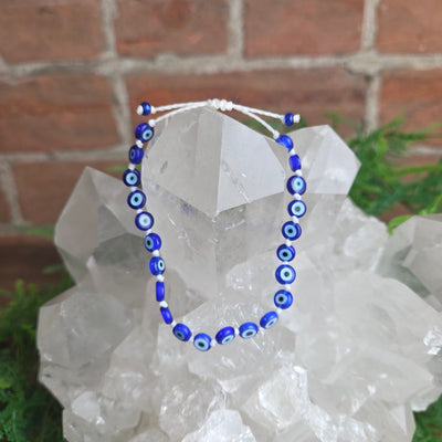 Evil Eye Adjustable Glass Bead Bracelet - Artisan Made
