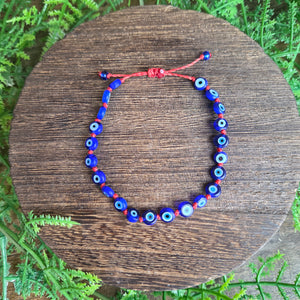 Evil Eye Adjustable Glass Bead Bracelet - Artisan Made