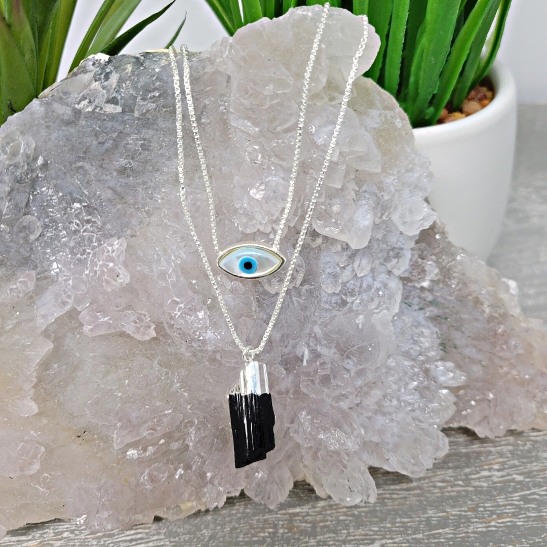 Evil Eye W/ Tourmaline Layered Necklace - Brazil