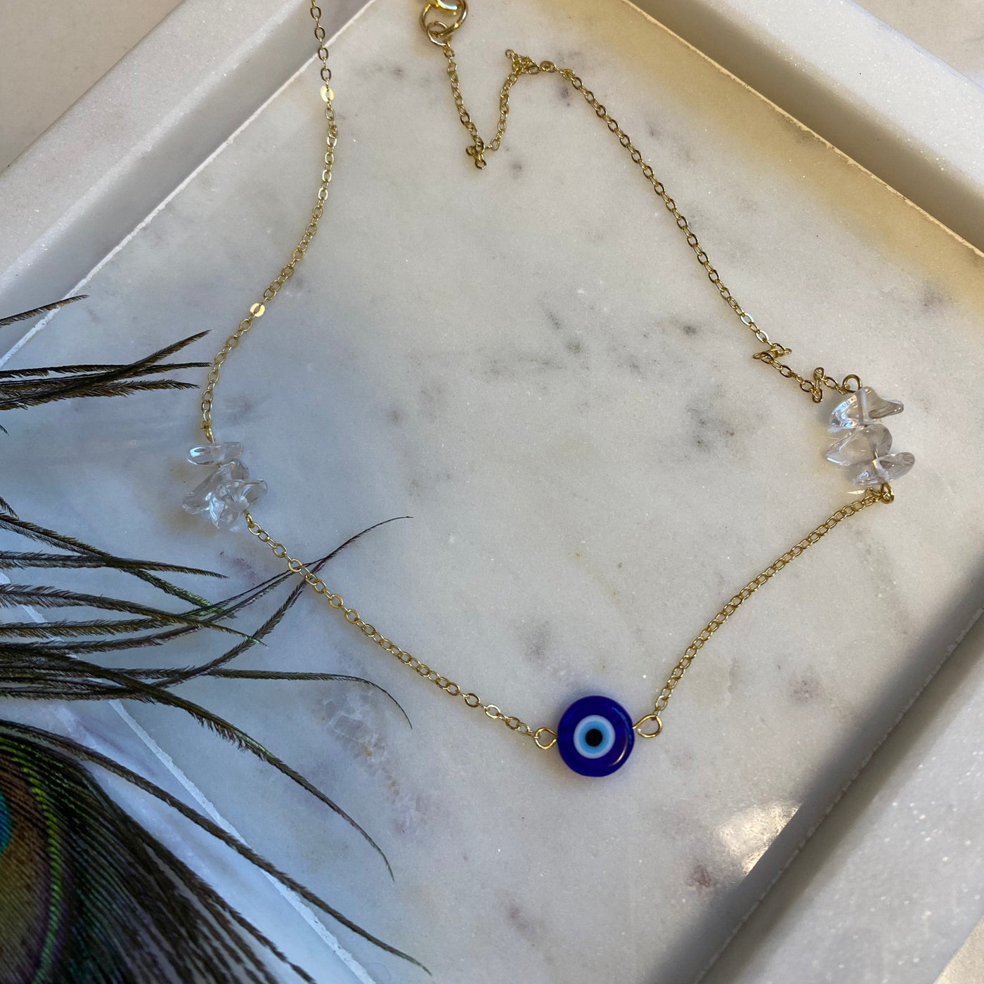 Evil Eye and Quartz Necklace - Artisan Made