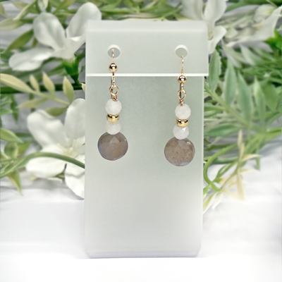 Faceted Labradorite Coin & Faceted Moonstone Earrings - Artisan Made (Copy)