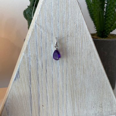 Faceted Prong Gemstone sterling silver Pendant 5mm (Amethyst, Blue Topaz, Citrine, Garnet)