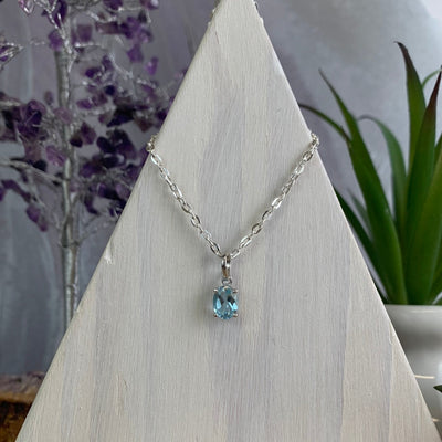 Faceted Prong Gemstone sterling silver Pendant 5mm (Amethyst, Blue Topaz, Citrine, Garnet)