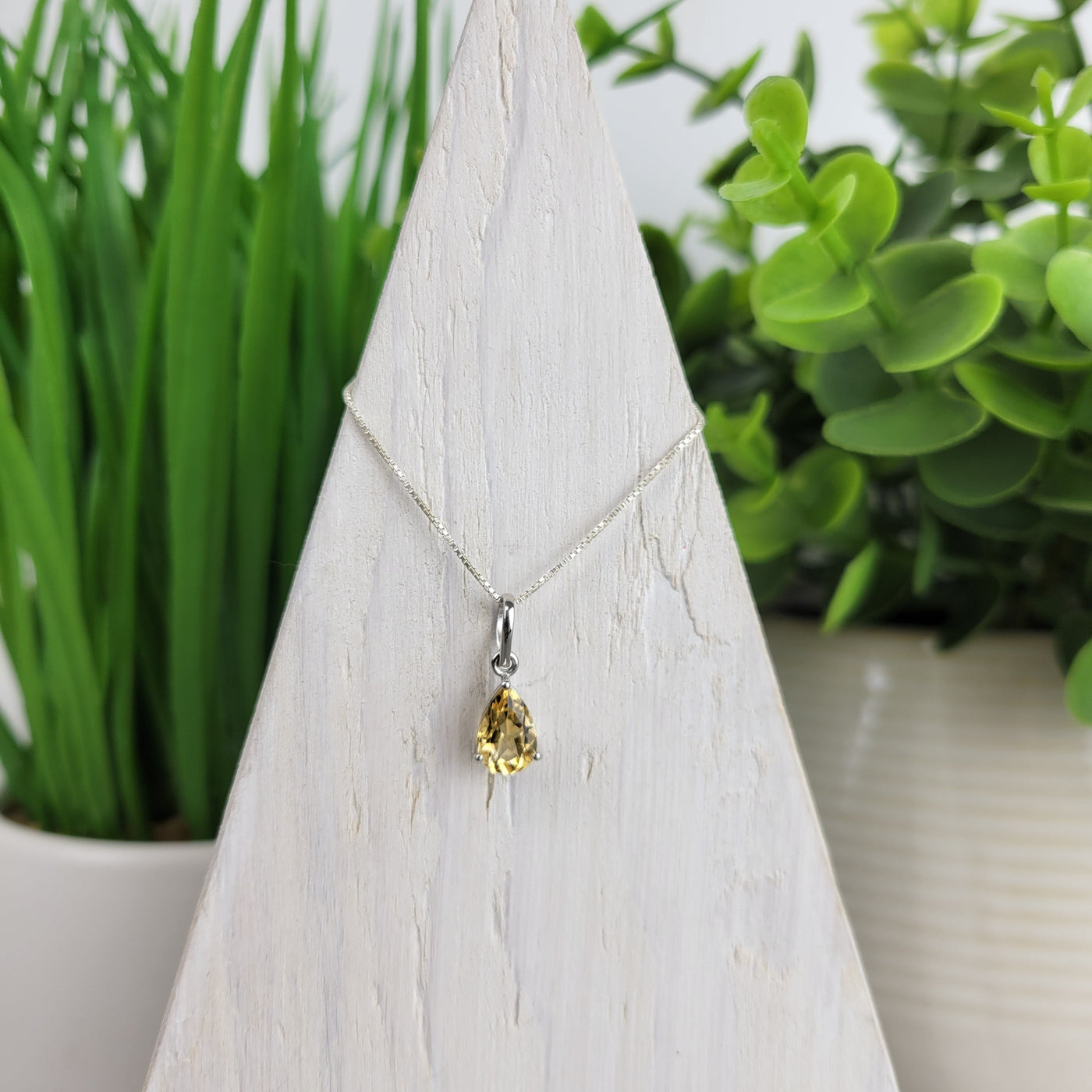 Faceted Prong Gemstone sterling silver Pendant 5mm (Amethyst, Blue Topaz, Citrine, Garnet)