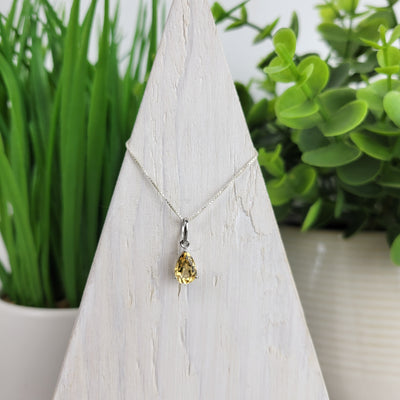 Faceted Prong Gemstone sterling silver Pendant 5mm (Amethyst, Blue Topaz, Citrine, Garnet)