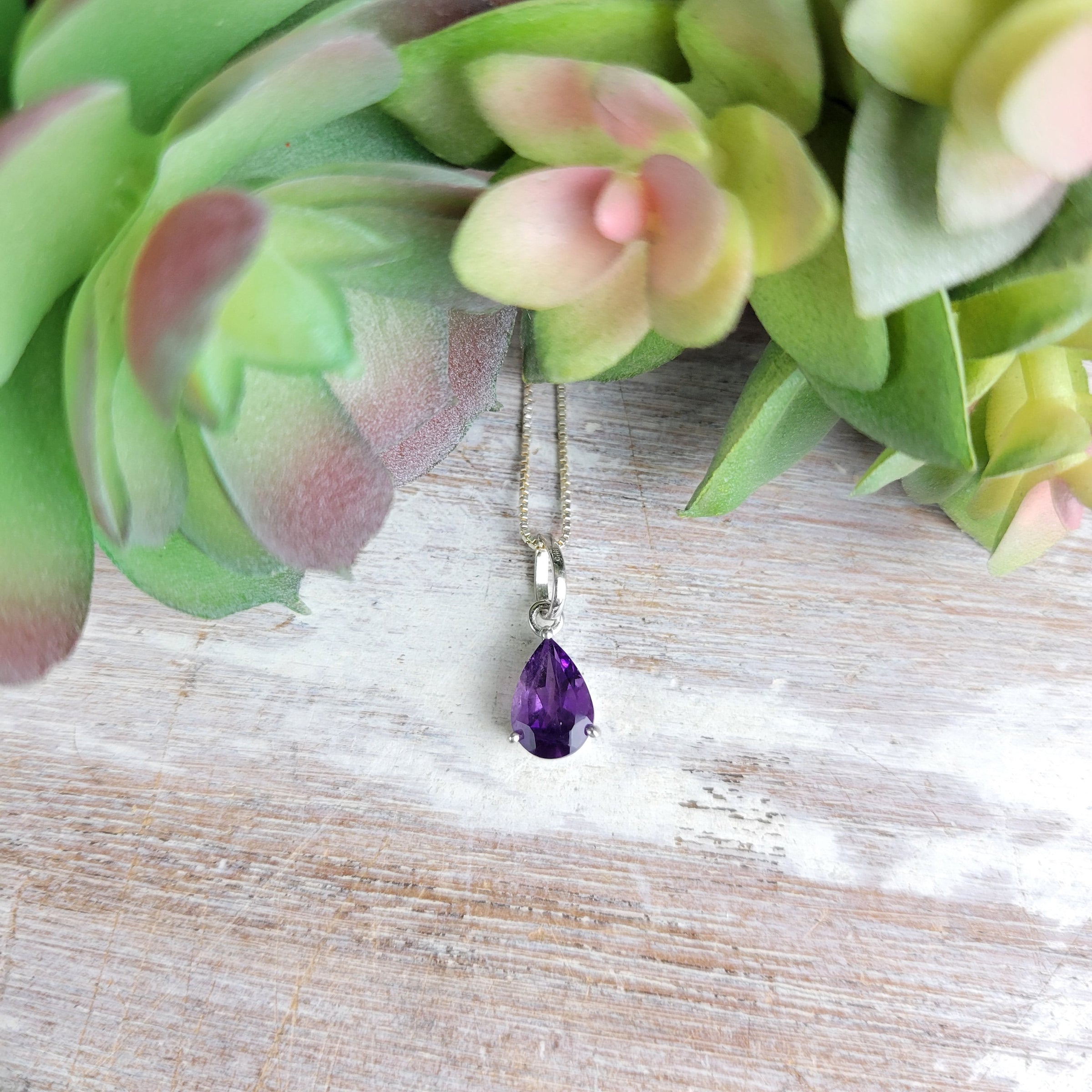 Faceted Prong Gemstone Sterling Silver Pendant 5mm (Amethyst, Blue Topaz, Citrine, Garnet)