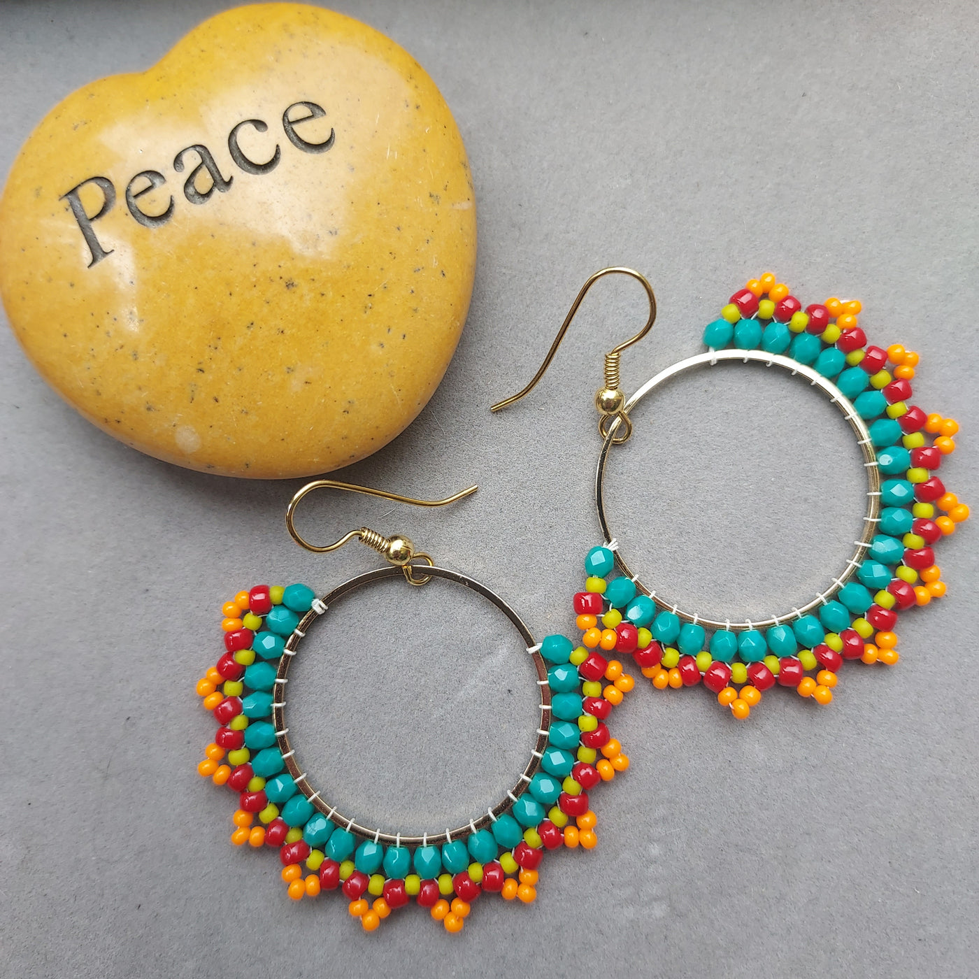 "Fiesta" Beaded Hoop Earrings - Artisan Made