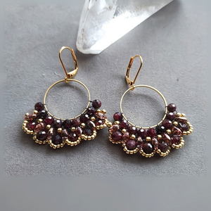 "Find Your Passion" Garnet Beaded Earrings- Artisan Made