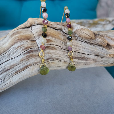 "Find Your True Path" Rainbow Tourmaline & Vesuvianite Earrings - Artisan Made