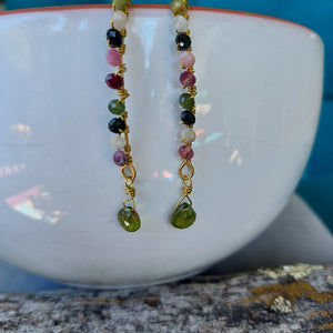 "Find Your True Path" Rainbow Tourmaline & Vesuvianite Earrings - Artisan Made