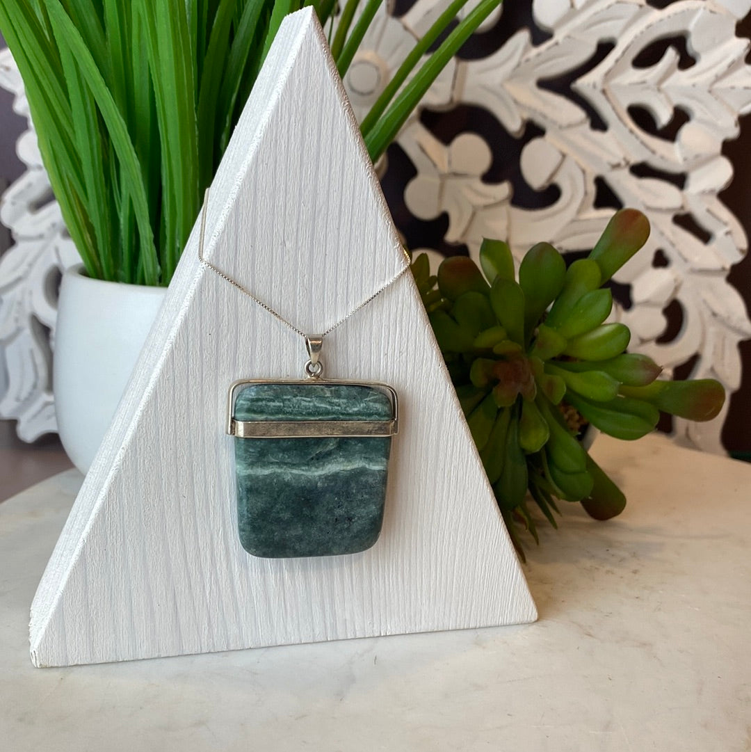 Flat Gemstone Pendants in Sodalite or Serpentine 1"-2"