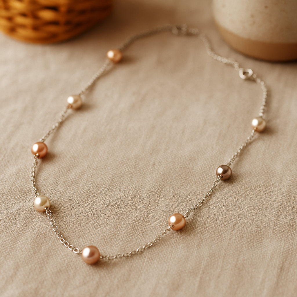 Floating Pearl Necklace - Artisan Made