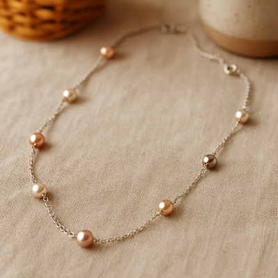 Floating Pearl Necklace - Artisan Made