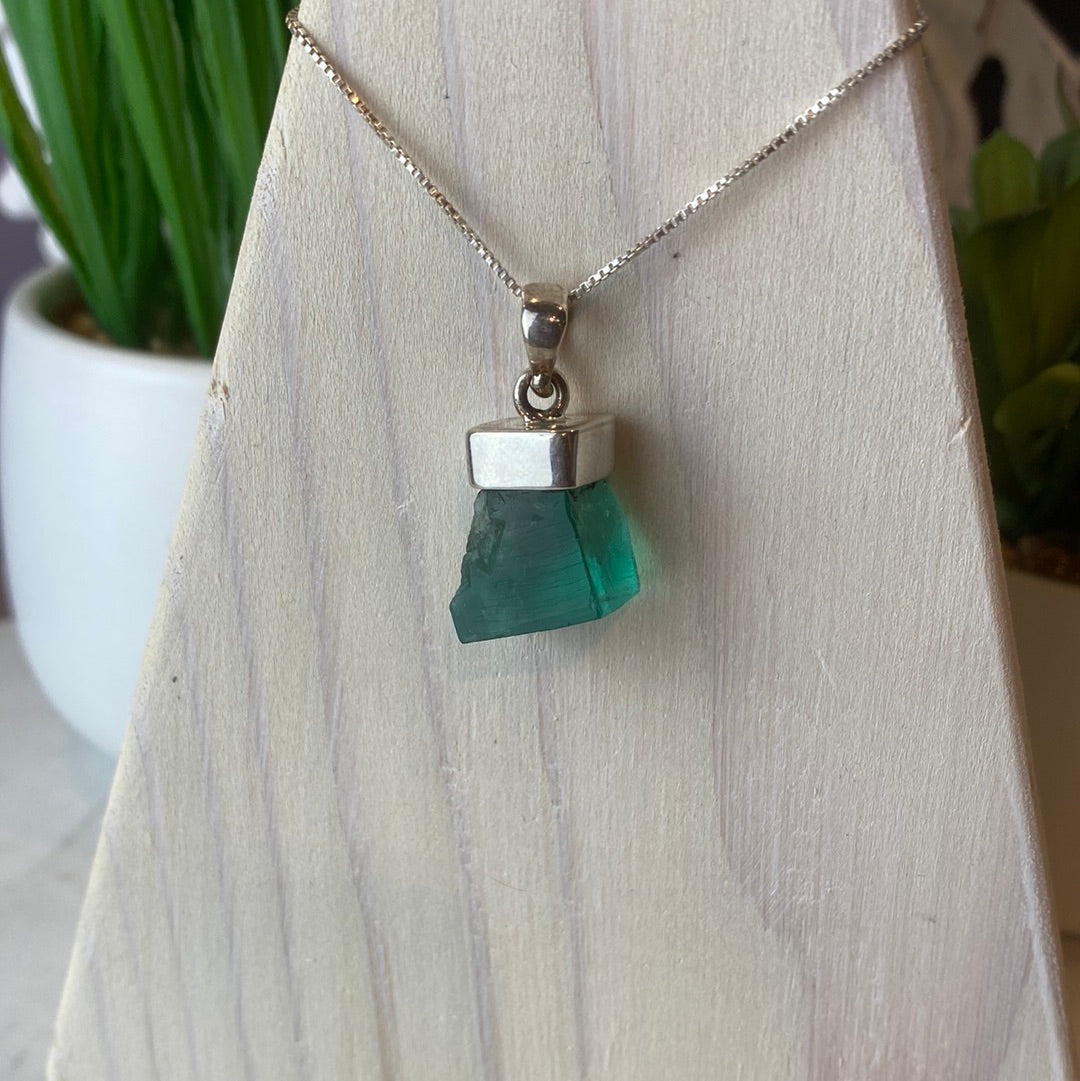 Fluorite sterling silver Cap Pendant-Diana Maria Mine (20mm)