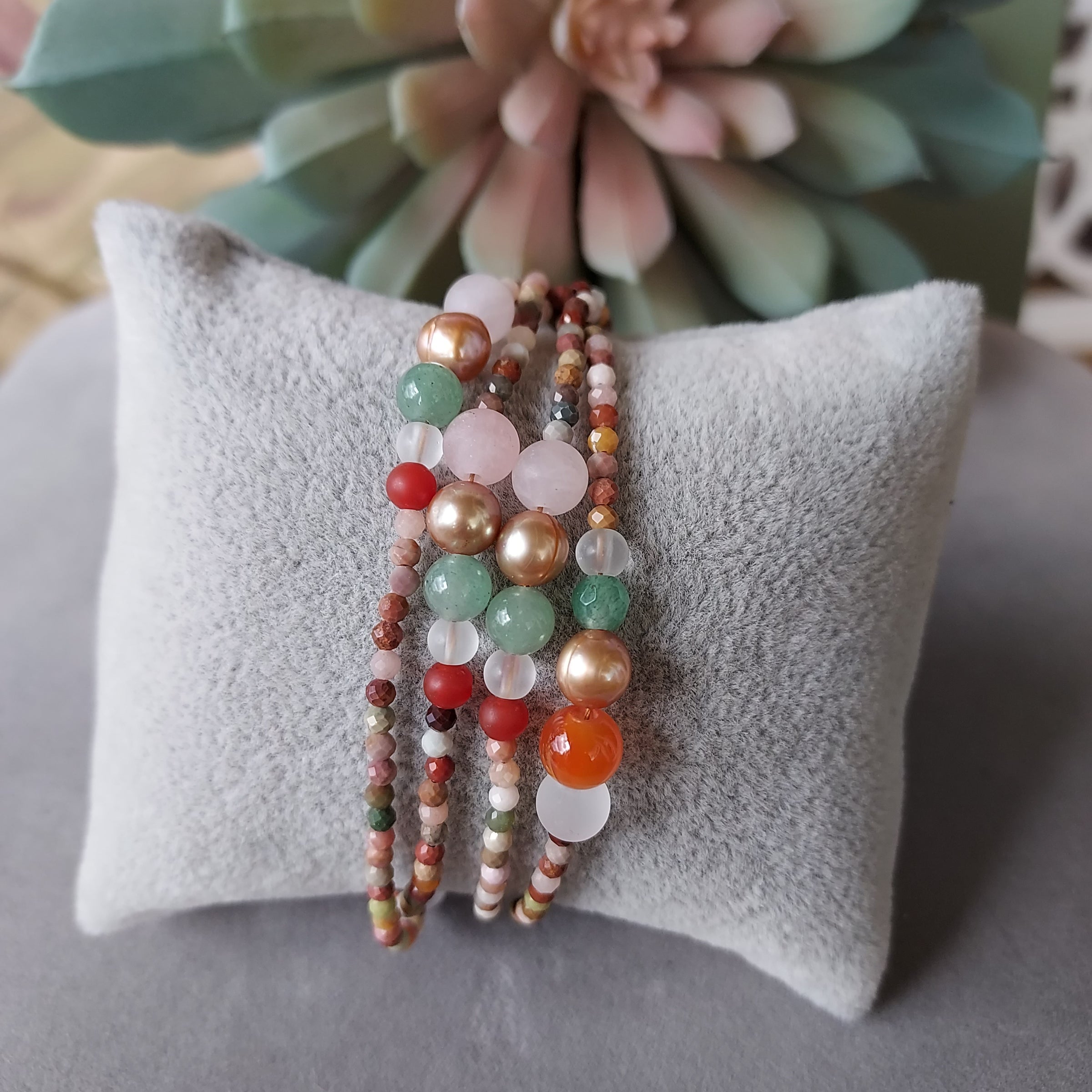 "Forest Path" Multi Gemstone & Pearl Bracelet, Choker, Necklace - Artisan Made