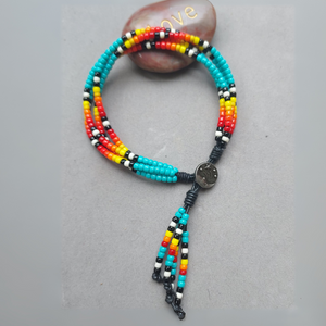 "Free Spirit" 4-Strand Turquoise Boho Bracelet - Artisan Made