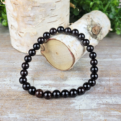 Garnet 6mm Beaded Stretch Bracelet