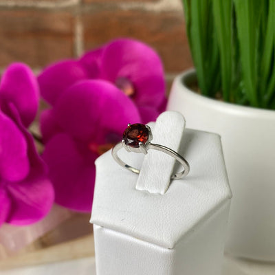 Garnet Gemstone Ring (oval, rectangle, round cuts) Faceted with sterling silver Sized Band