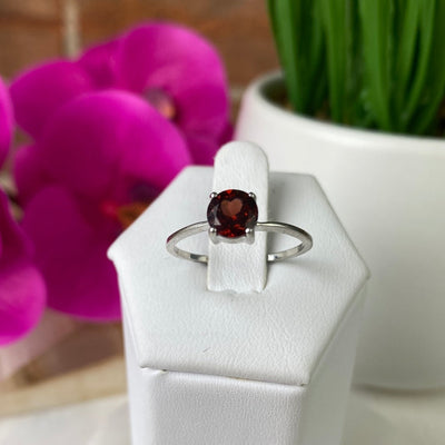 Garnet Gemstone Ring (oval, rectangle, round cuts) Faceted with sterling silver Sized Band