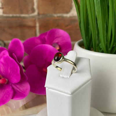 Garnet Ring .25" Polished Bezel with sterling silver Sized Band