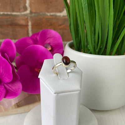 Garnet Ring .25" Polished Bezel with sterling silver Sized Band