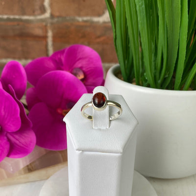 Garnet Ring .25" Polished Bezel with Sterling Silver Sized Band