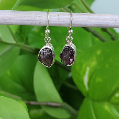 Garnet Rough Dangle sterling silver Earrings