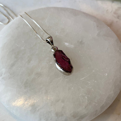 Garnet Rough sterling silver Bezel Set Pendants