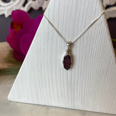 Garnet Rough sterling silver Bezel Set Pendants