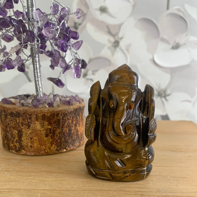 Gemstone Carved Ganesh (Amethyst, Lapis Lazuli & Tiger Eye)