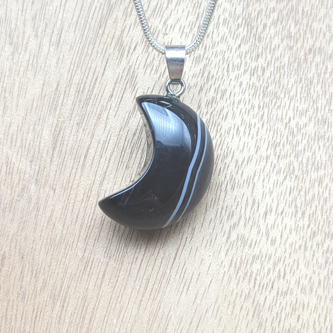 Gemstone Crescent Moon Pendants-Assorted