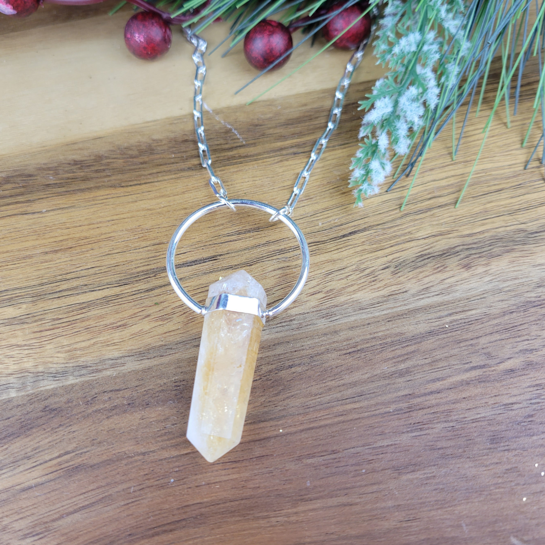 Gemstone Double Terminated Necklace (Rose Quartz, Citrine)
