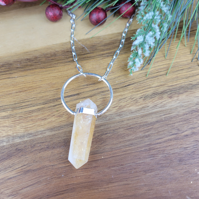 Gemstone Double Terminated Necklace (Rose Quartz, Citrine)