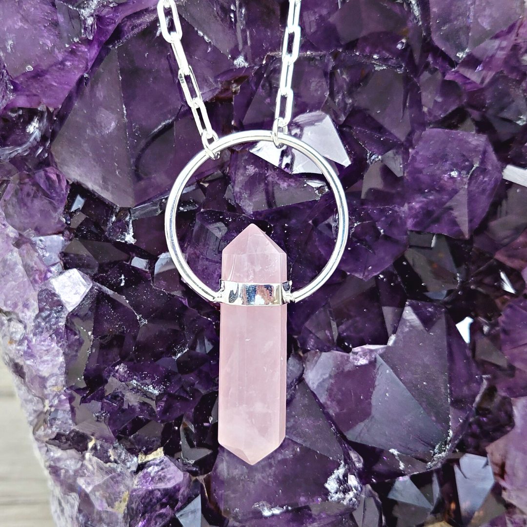 Gemstone Double Terminated Necklace (Rose Quartz, Citrine)