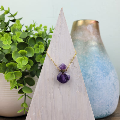 Gemstone Faceted Mini Perfume Bottle Necklace