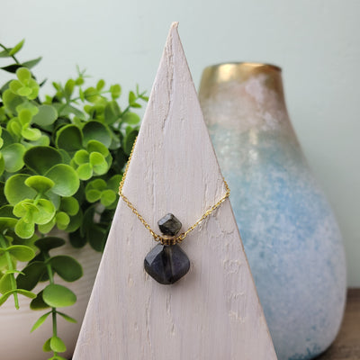 Gemstone Faceted Mini Perfume Bottle Necklace
