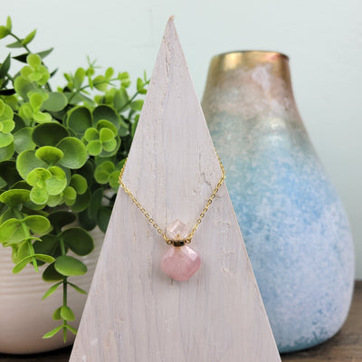 Gemstone Faceted Mini Perfume Bottle Necklace