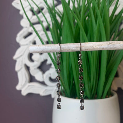 Gemstone Faceted Strand sterling silver Dangle Earrings (2-3”)
