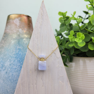 Gemstone Mini Perfume Bottle Necklace 18"