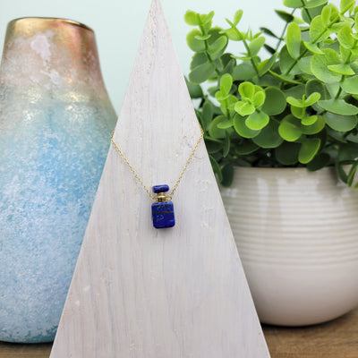Gemstone Mini Perfume Bottle Necklace 18"
