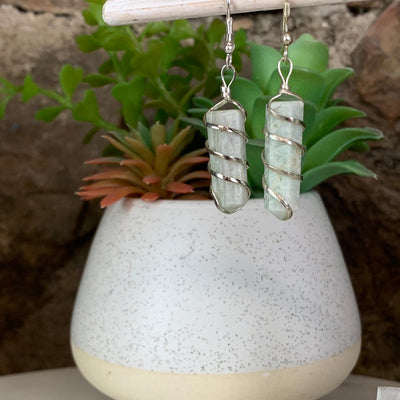 Gemstone Point Coil Earrings (Amazonite, Amethyst, Lepidolite, Moonstone, Carnelian)