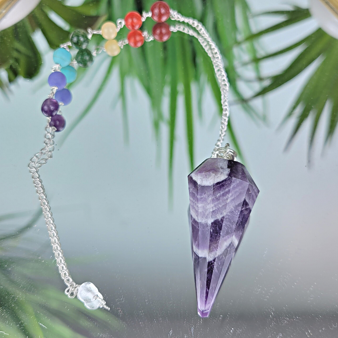 Gemstone Point Pendulum with Chakra beads - Assorted Stones