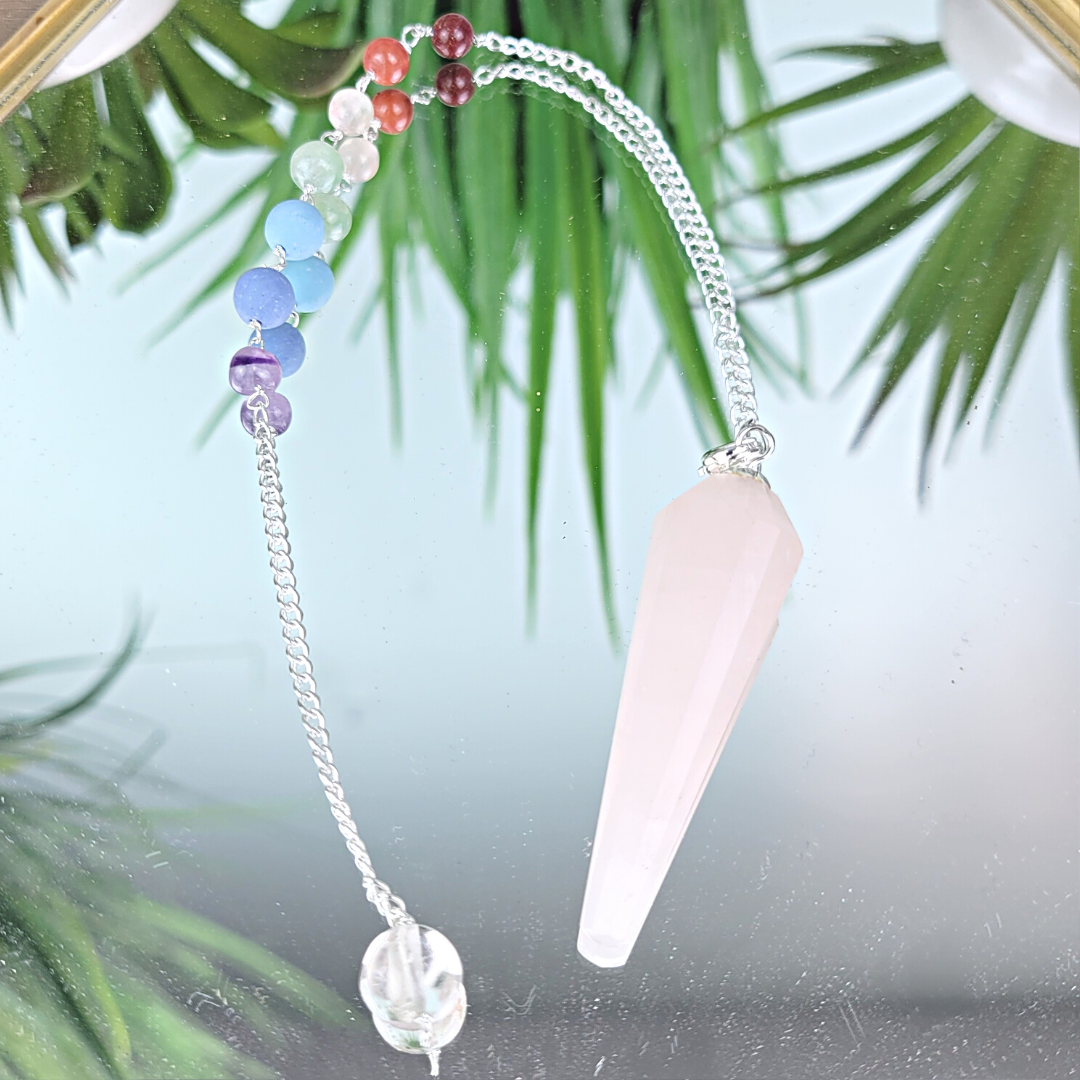 Gemstone Point Pendulum with Chakra beads - Assorted Stones