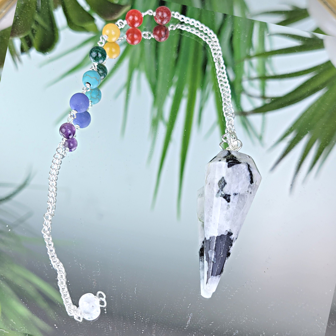 Gemstone Point Pendulum with Chakra beads - Assorted Stones